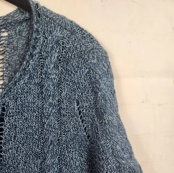 Lauren Ralph Lauren Preppy Breathable Summer Cable Knit Sweater Indigo Marl M - Picture 8 of 12